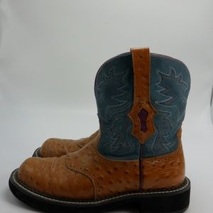 Ariat Fatbaby Faux Ostrich 6B brown purple inside